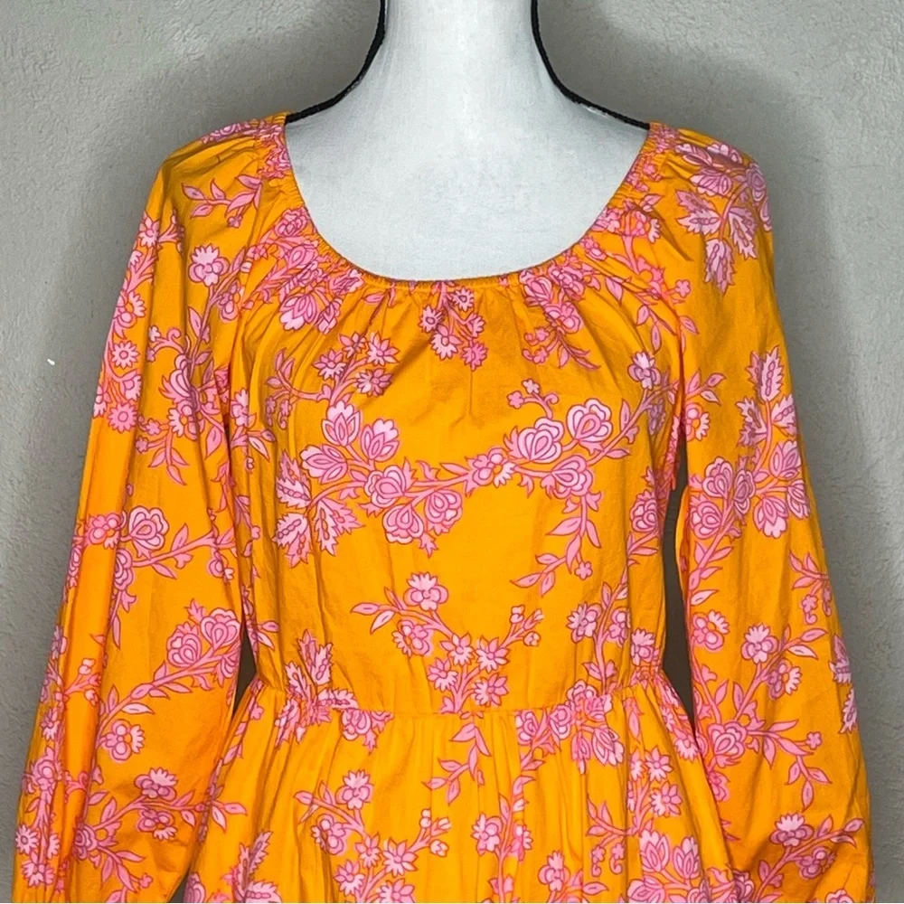 J Crew Orange floral scoop neck mini dress